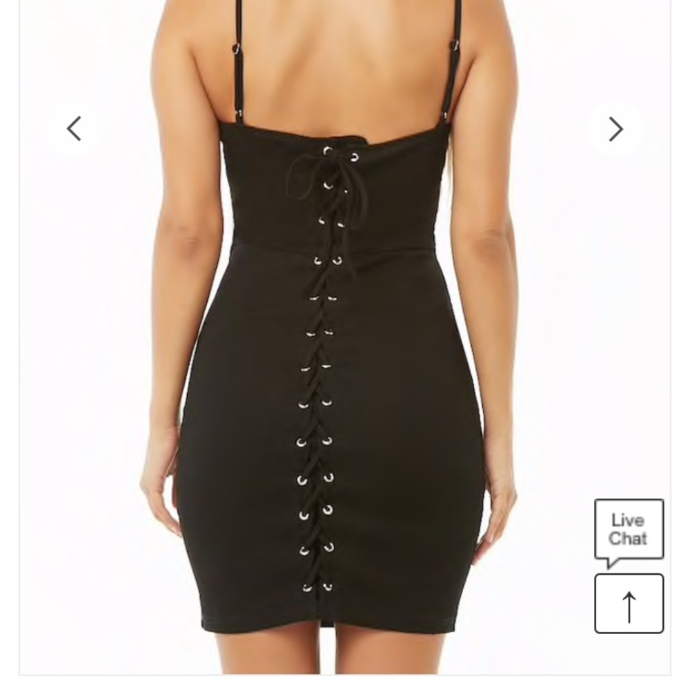 Forever21 Black Lace Up Bodycon Dress - Picture 1 of 3